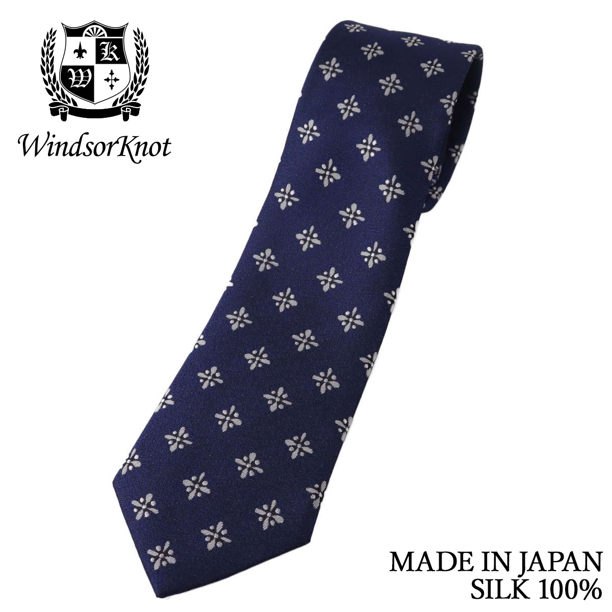 ネクタイ ウィンザーノット ネクタイ 小紋 ネイビー シルク100% 日本製